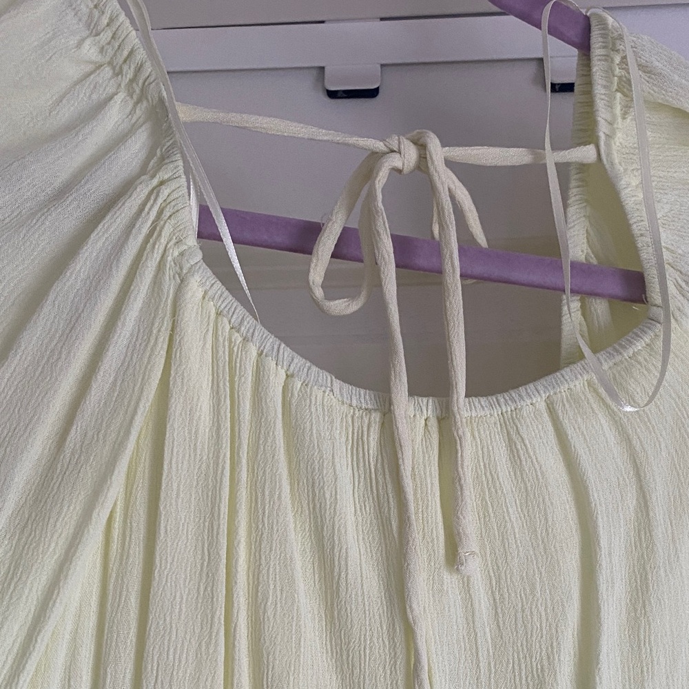 Lined LC Lauren Conrad Pale Yellow Peasant Tunic with Lace - Picture 6 of 9
